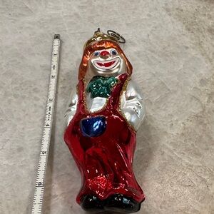 Festive Clown Glass Ornament - Red, Gold, Green, Blue